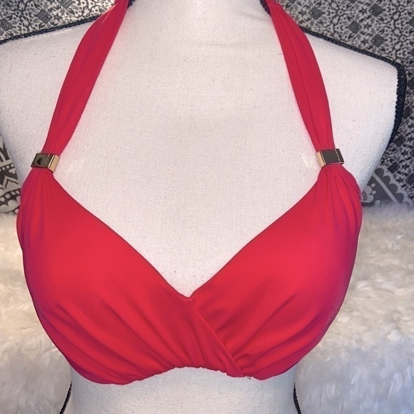 Victorias Secret Bikini Top 36C bombshell halter fuchsia pink push up un… - Picture 1 of 7